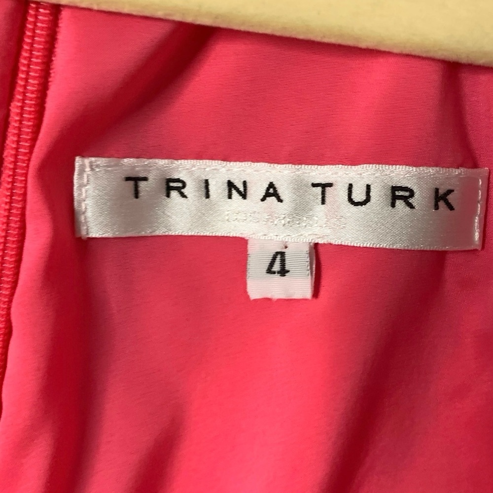Trina Turk Size 4 Pink Drape Front Feminine Flowy Summertime Barbie Dress - Picture 3 of 5